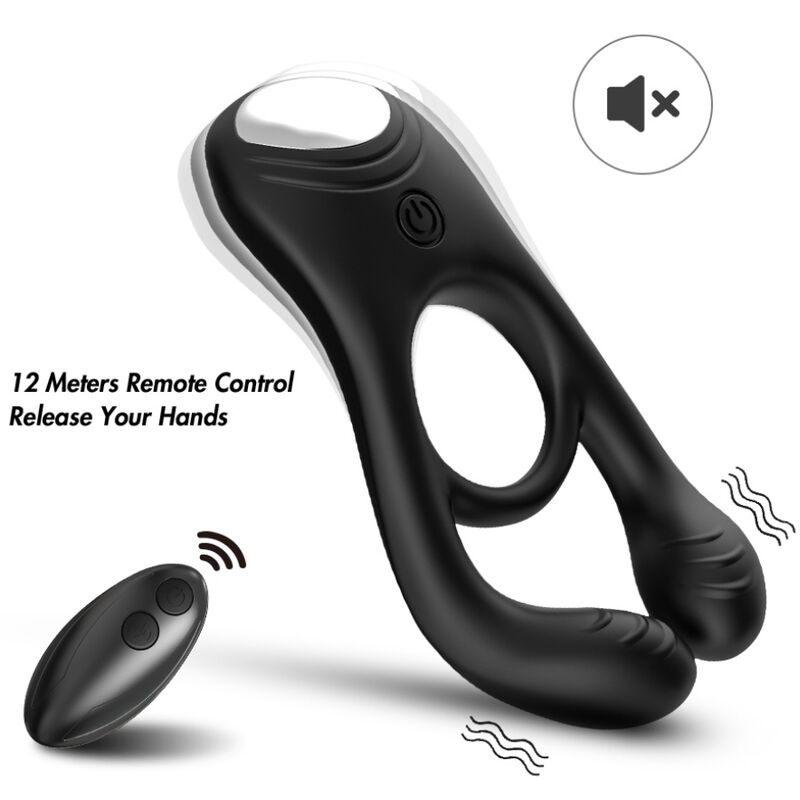 Veyron Doppel-Vibrator-Ringspielzeug für Paare mit Fernbedienung Schwarz