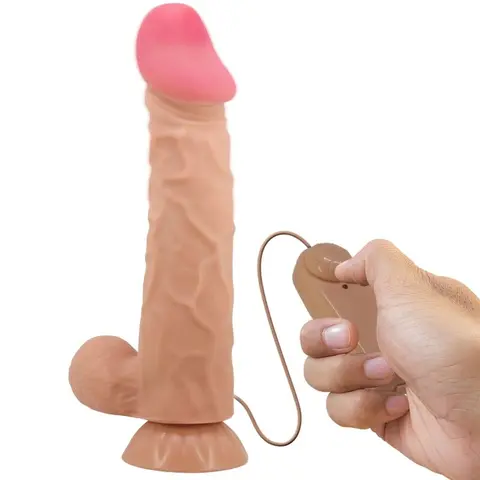 Pretty Love - Sliding Skin Series Realistischer Dildo mit Sliding Skin Saunapf Fernbedienung Fleisch 24 cm