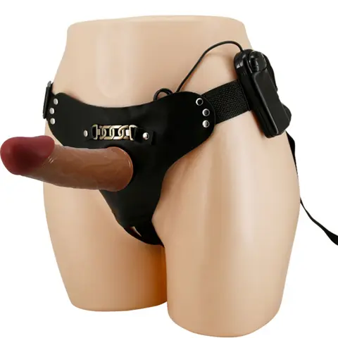 Pretty Love - Starks Harness Slip Multi-Speed Vibration Dildo 17,5 cm Hellbraun