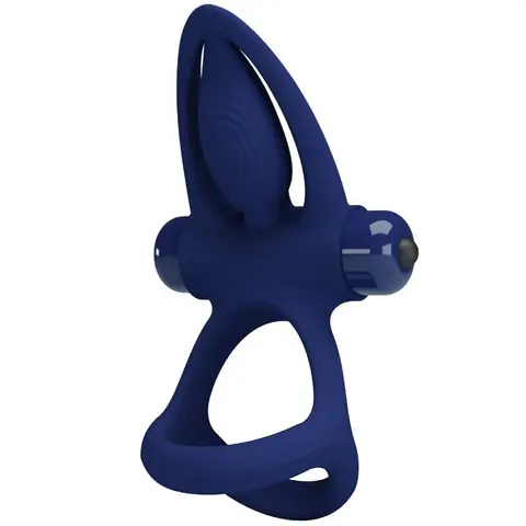 Pretty Love - Mat Doppelring mit Vibration & Stimulator Blau