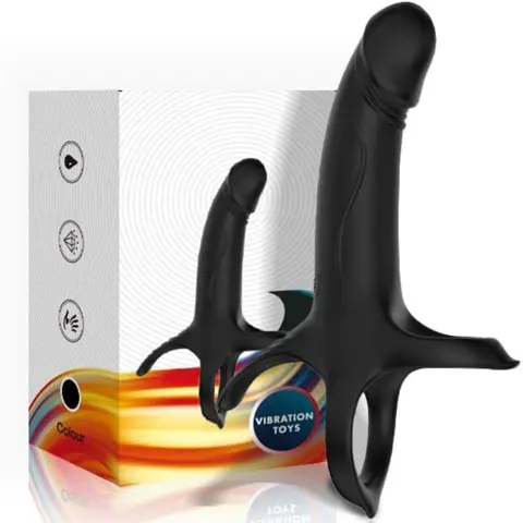 Dildo mit Ring & Vibrator Schwarz