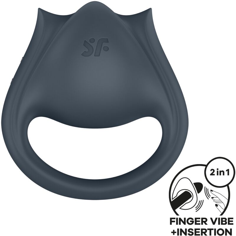 Perfect Pair 2 Multivibrator 2 in 1 Penisring und Fingerstimulator Grau