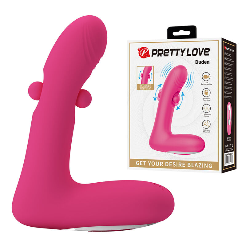 PRETTY LOVE – DUDEN WIEDERAUFLADBARER SILIKON-VIBRATOR MIT 12 VIBRATIONSMODI UND 3 SCHAUKELMODI, PINK