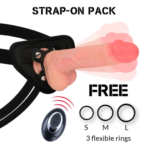 Harness + Flüssigsilikon Vibrator Premium Apache Fernbedienung 20,5 cm -O- 4,62 cm